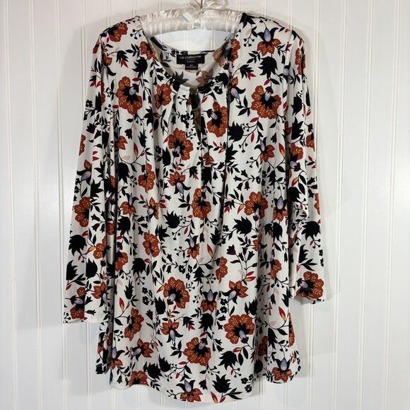 Liz Claiborne Tops - Liz Claiborne Career Womens Floral Blouse Size 2X Stretch Lightweight Office